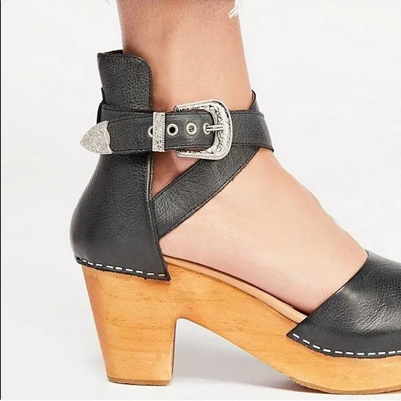 Free People Andorra Black Western Clog-Size 37