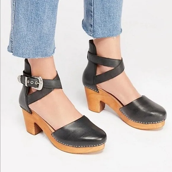 Free People Andorra Black Western Clog-Size 37