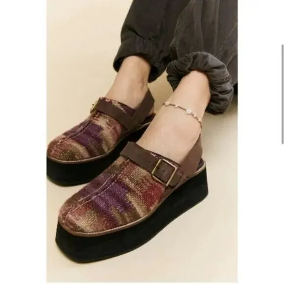 Free People Astrid Platform Clogs Mule in Mulberry Mix - Women's Size 11 US New