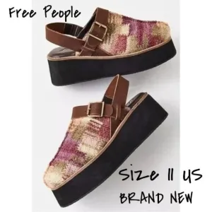 Free People Astrid Platform Clogs Mule in Mulberry Mix - Women's Size 11 US New