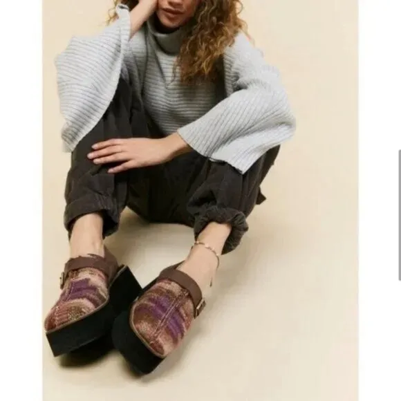 Free People Astrid Platform Clogs Mule in Mulberry Mix - Women's Size 11 US New