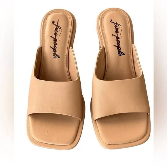 Free People Beige Open Toe Heels Size 38.5 New Without Box