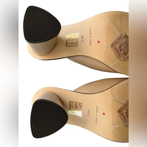 Free People Beige Open Toe Heels Size 38.5 New Without Box