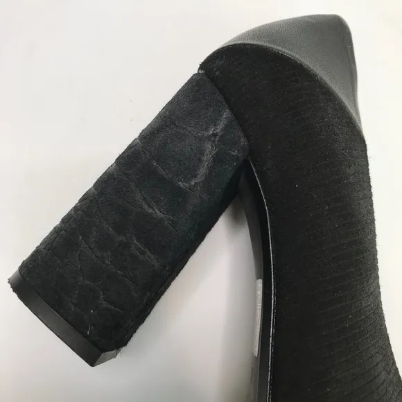 FREE PEOPLE Black Mixed Media Square Block Chunky Heels Size 37
