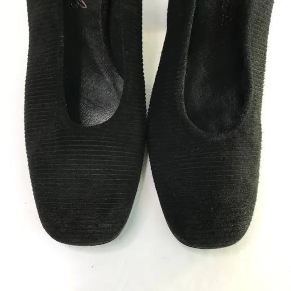 FREE PEOPLE Black Mixed Media Square Block Chunky Heels Size 37