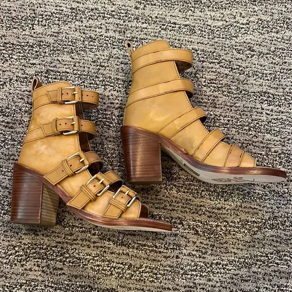 Free People Buckle Up Baby Block Heels US 7