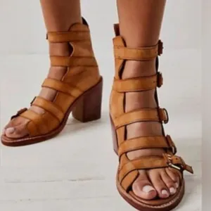 Free People Buckle Up Baby Block Heels US 7