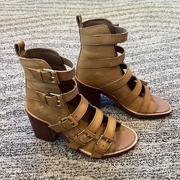 Free People Buckle Up Baby Block Heels US 7