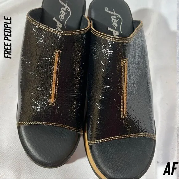 FREE PEOPLE GABRIELA CLOG NEW SIZE 38 BLACK PATENT LEATHER