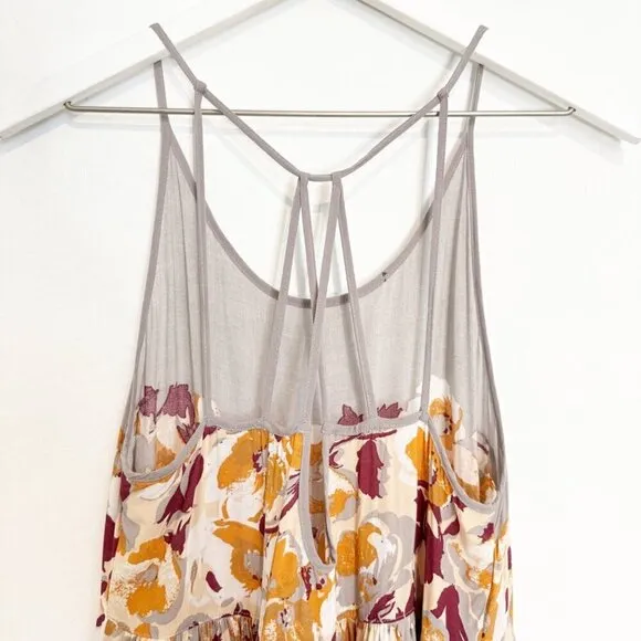 Free People Intimately Voile Floral Strappy Mini Tank Slip Dress Summer Small