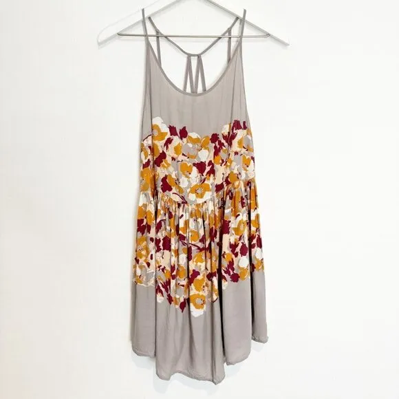 Free People Intimately Voile Floral Strappy Mini Tank Slip Dress Summer Small