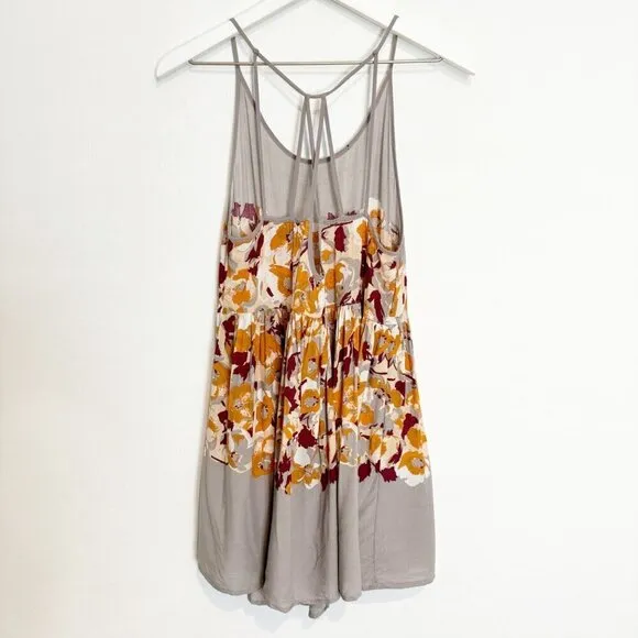 Free People Intimately Voile Floral Strappy Mini Tank Slip Dress Summer Small