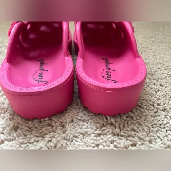 Free People Karlie Buckle Clog Watermelon Pink Womens Sz 7 38 Slip On Luge Sole