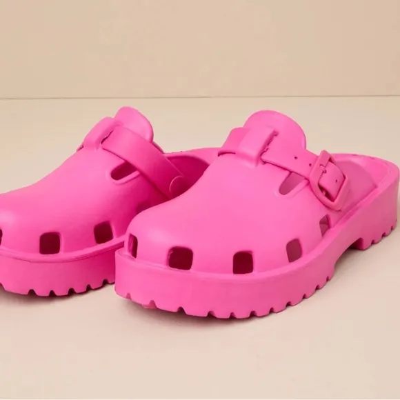 Free People Karlie Buckle Clog Watermelon Pink Womens Sz 7 38 Slip On Luge Sole