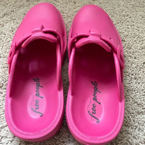 Free People Karlie Buckle Clog Watermelon Pink Womens Sz 7 38 Slip On Luge Sole