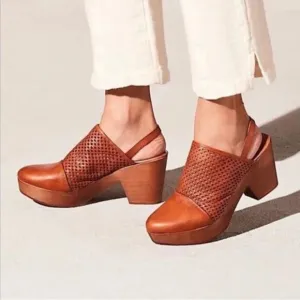 Free People Logan Perforated Leather Slingback Clogs