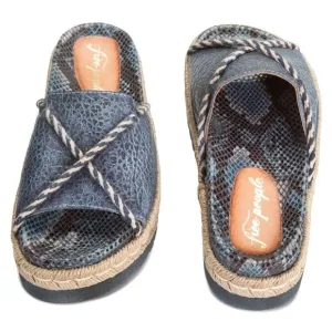 FREE PEOPLE Navy Python Snakeskin Espadrille Slip On Sandals