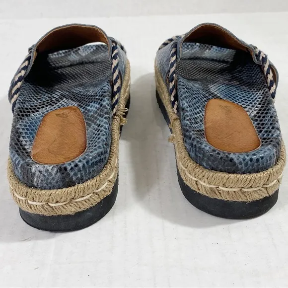FREE PEOPLE Navy Python Snakeskin Espadrille Slip On Sandals
