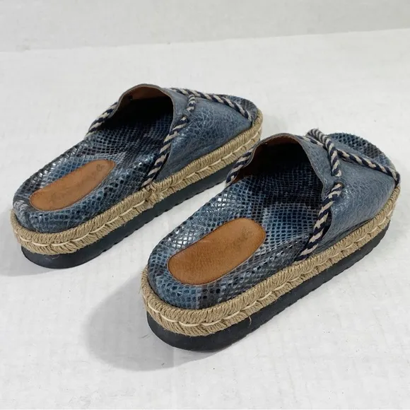 FREE PEOPLE Navy Python Snakeskin Espadrille Slip On Sandals