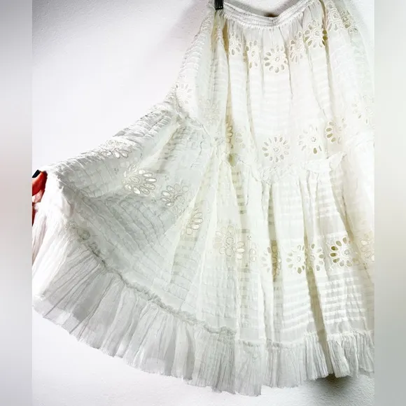 Free People One Lorelai Midi Skirt in White size Medium NWOT