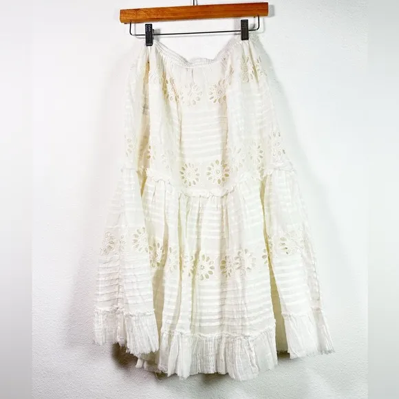 Free People One Lorelai Midi Skirt in White size Medium NWOT