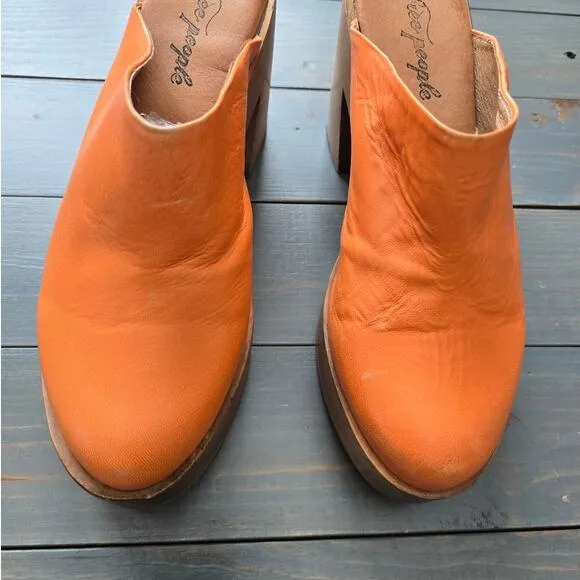 Free People Suki Platform Clogs - Orange 39EU (8-8.5 US) EUC
