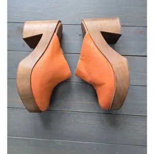 Free People Suki Platform Clogs - Orange 39EU (8-8.5 US) EUC