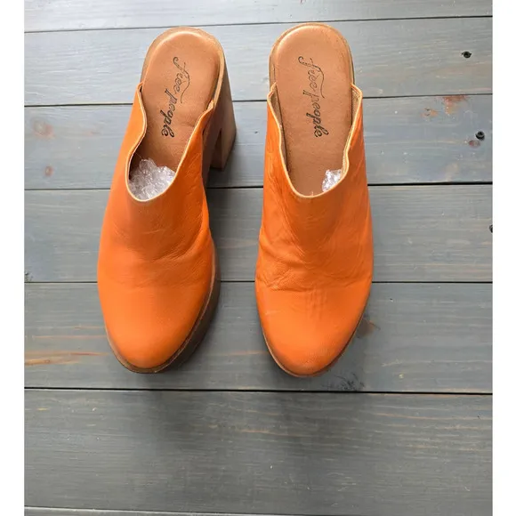 Free People Suki Platform Orange Clogs - Orange 39EU (8.5-9.0 US) EUC