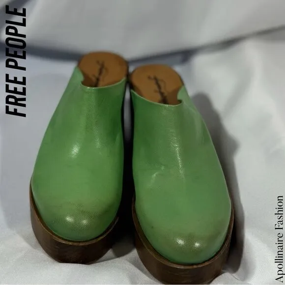 FREE PEOPLE SUKI PLATFORM CLOGS IN MINT GREEN NEW SIZE 41