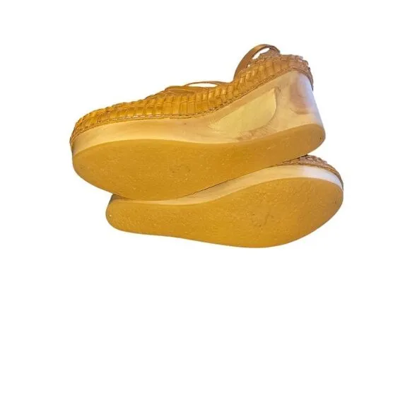Free People Teagan Huarache Wooden Clog Tan Brown Natural EU 38 7.5