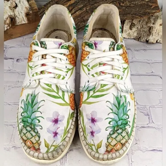 Free People Jackson White Tropical Print Espadrille Sneakers
