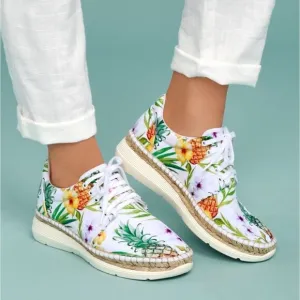 Free People Jackson White Tropical Print Espadrille Sneakers