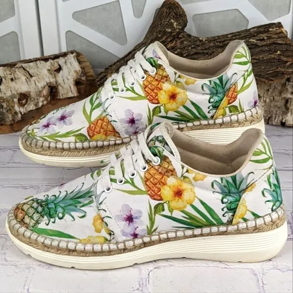 Free People Jackson White Tropical Print Espadrille Sneakers