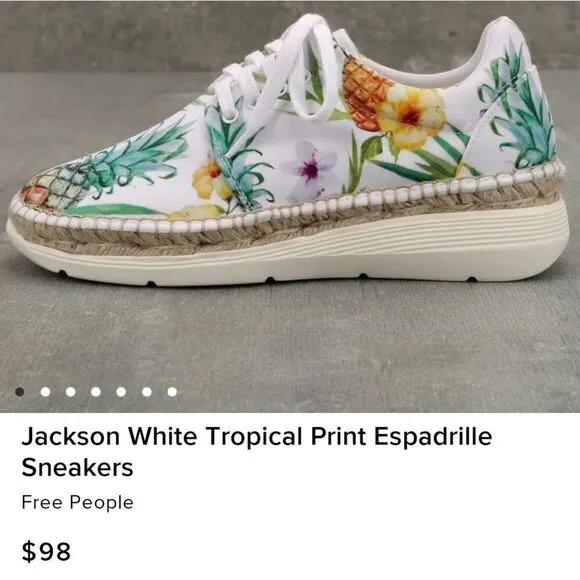 Free People Jackson White Tropical Print Espadrille Sneakers