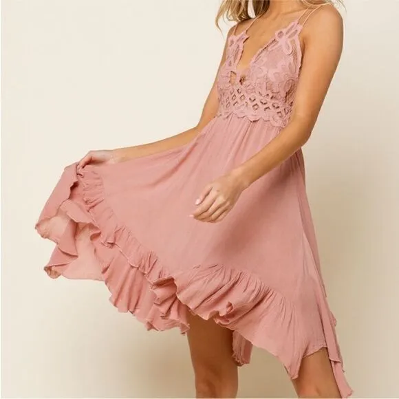Free People NWT Adella Slip Dress in Rose Size XS