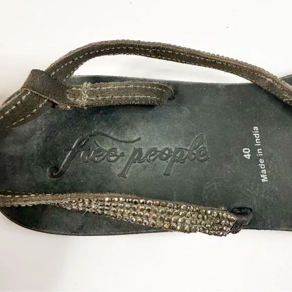 Free People Women's Rhinestone Strappy Sandals - Black, Size 40, Minimalist Chic