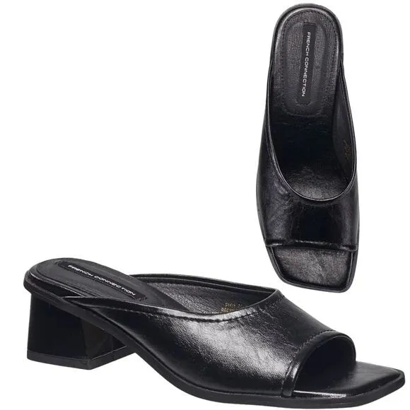 French Connection Women's Jemma Slip-On Mule Block Heels Open Toe Y2K Size 8