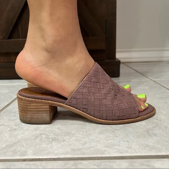 Frye Cindy Woven Leather Block Heels