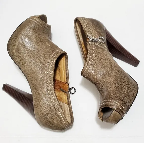 FRYE Eddie Heels Ankle Booties Open Toe Pump