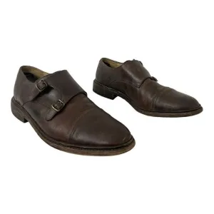 Frye Mens Size 11 James Double Monk Strap Dark Brown Leather Oxfords