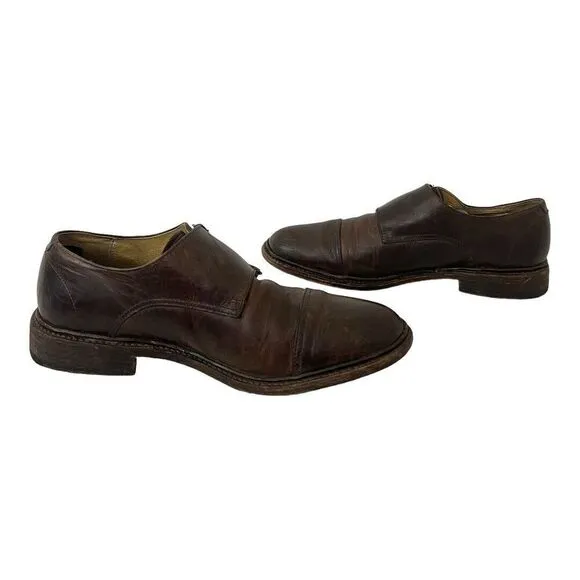 Frye Mens Size 11 James Double Monk Strap Dark Brown Leather Oxfords