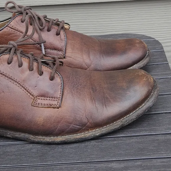Frye Phillip Oxford 84570 Brown Leather Lace Up Plain Toe Oxfords Shoes Mens 10D