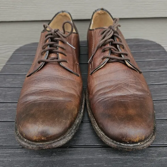 Frye Phillip Oxford 84570 Brown Leather Lace Up Plain Toe Oxfords Shoes Mens 10D
