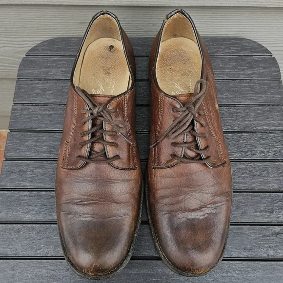 Frye Phillip Oxford 84570 Brown Leather Lace Up Plain Toe Oxfords Shoes Mens 10D