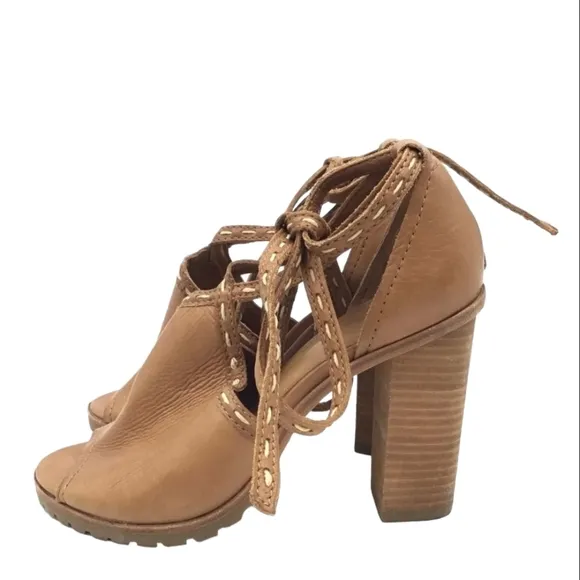 Frye Suzie Pickstich Open Toe Heels, Sz 7 , EUC