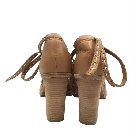 Frye Suzie Pickstich Open Toe Heels, Sz 7 , EUC