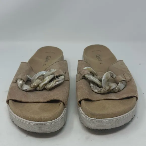 Gabor Erica Sandals Leather Buckle Chain Size 41 10 Womens Comfort Shoes Slides