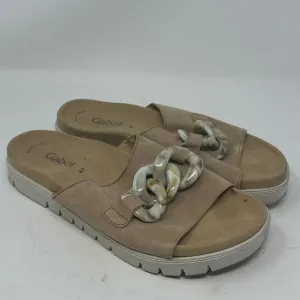 Gabor Erica Sandals Leather Buckle Chain Size 41 10 Womens Comfort Shoes Slides