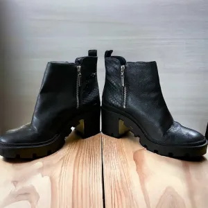 GB the Change, the So-Lution Sustainable Leather Chunky Lug Sole Booties.