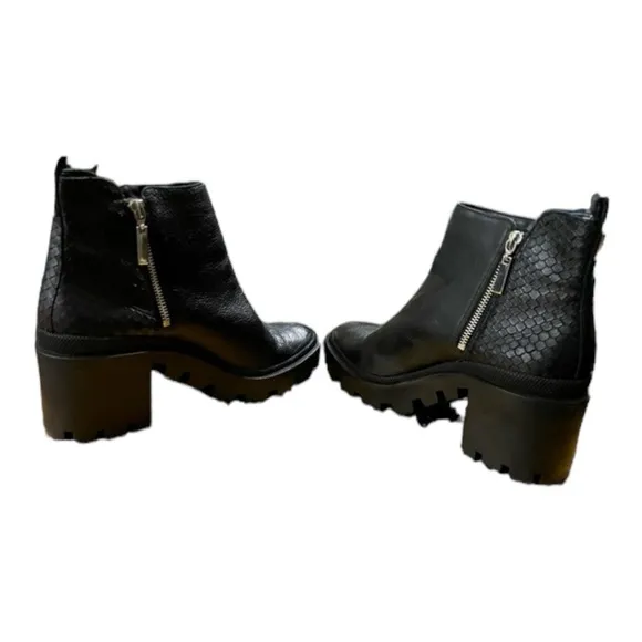 GB the Change, the So-Lution Sustainable Leather Chunky Lug Sole Booties.